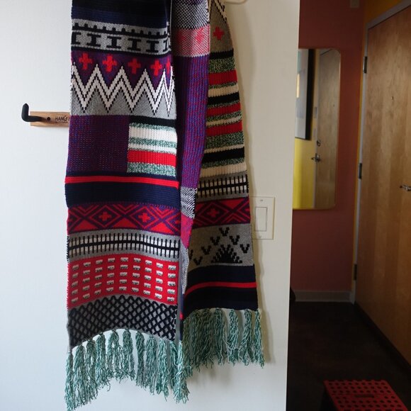 J Crew k2934 Extra Long Merino Wool Blend Scarf fair isle Multicolor Women's - Picture 2 of 14